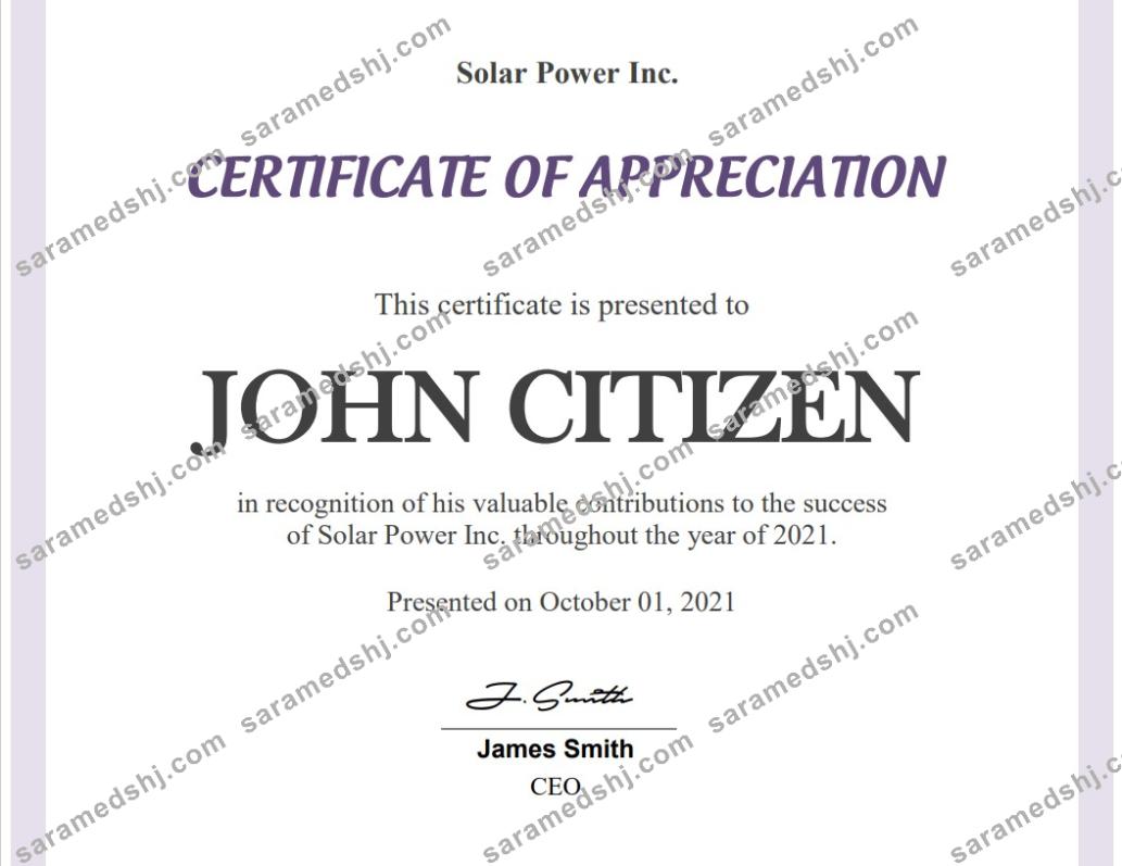 USA Employee Appreciation cert